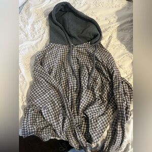 AMERICAN EAGLE FLANNEL HOODIE 🩵